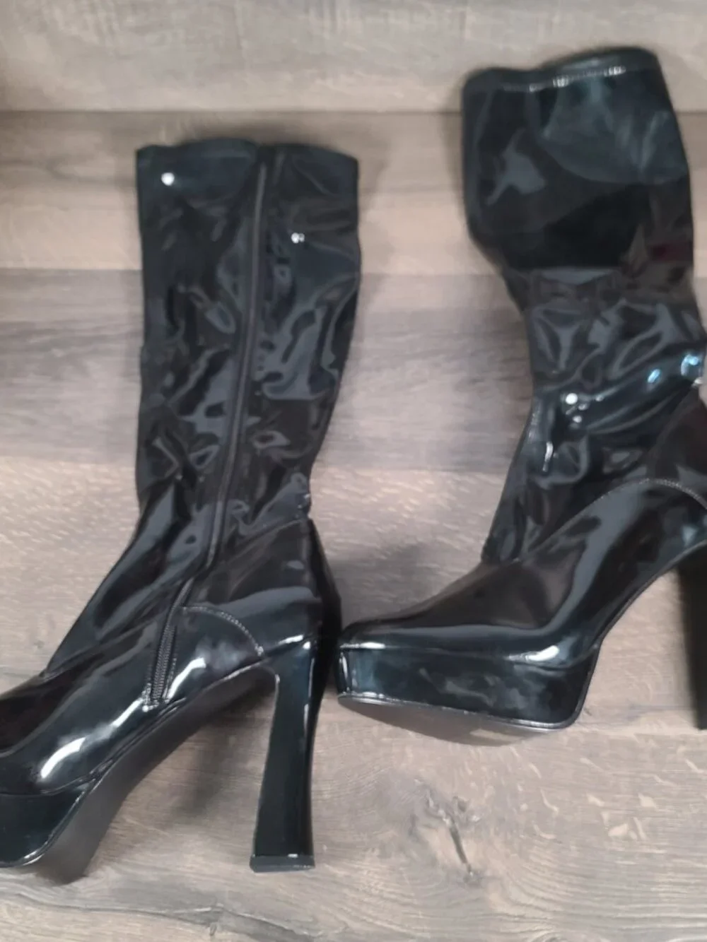 Pleaser Black Knee High Electra 2000Z Boots Size 16M
